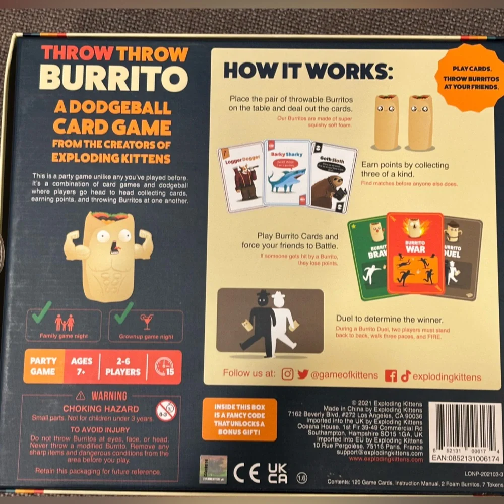 Throw Throw Burrito Dodgeball‎ Card Game